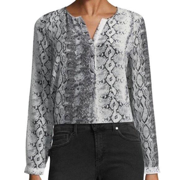 Joie | 100% Silk Western Snakeskin Print Blouse “Romona” in Caviar | Size XS - Picture 1 of 9